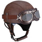 Vintage Leather Motorcycle Retro Half Helmet Scooter Cruiser+Free Goggles mask