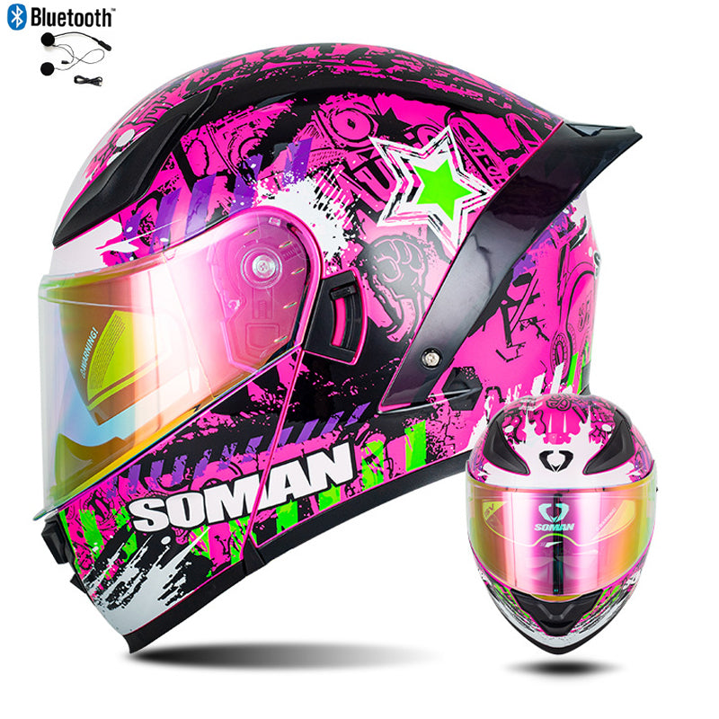 Bluetooth Flip Up Modular Motorcycle Helmet Lens Motorbike Scooter Helmet DOT