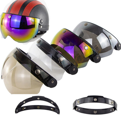 3-Snap Windshield Motorcycle Helmet Flip Up Visor Shield Lens Half Open Face ATV