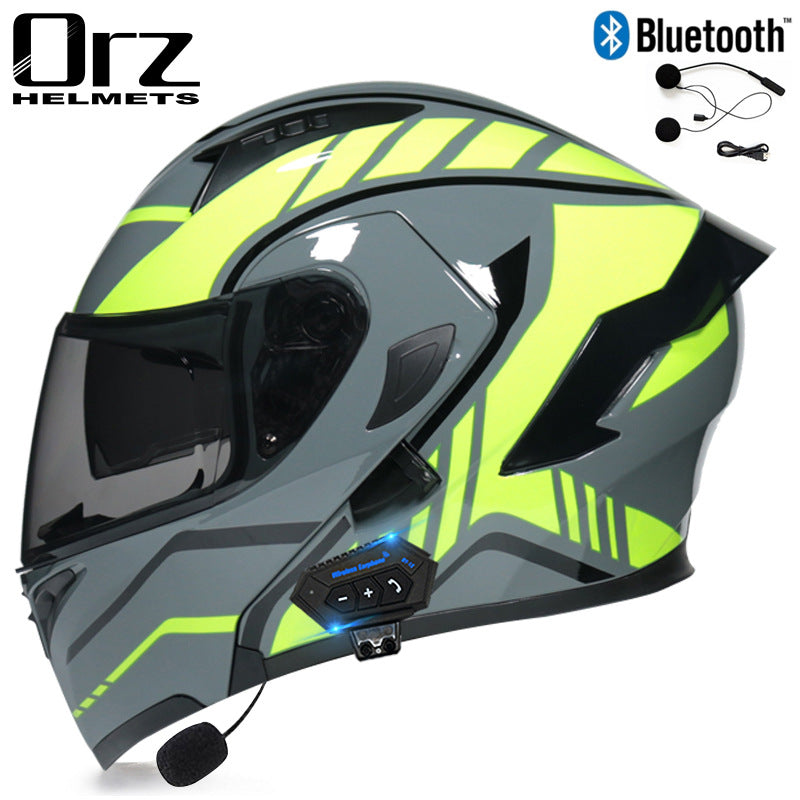Bluetooth Headset Motorcycle Helmet Full Face Dual Visor Flip Up Helmet Dot