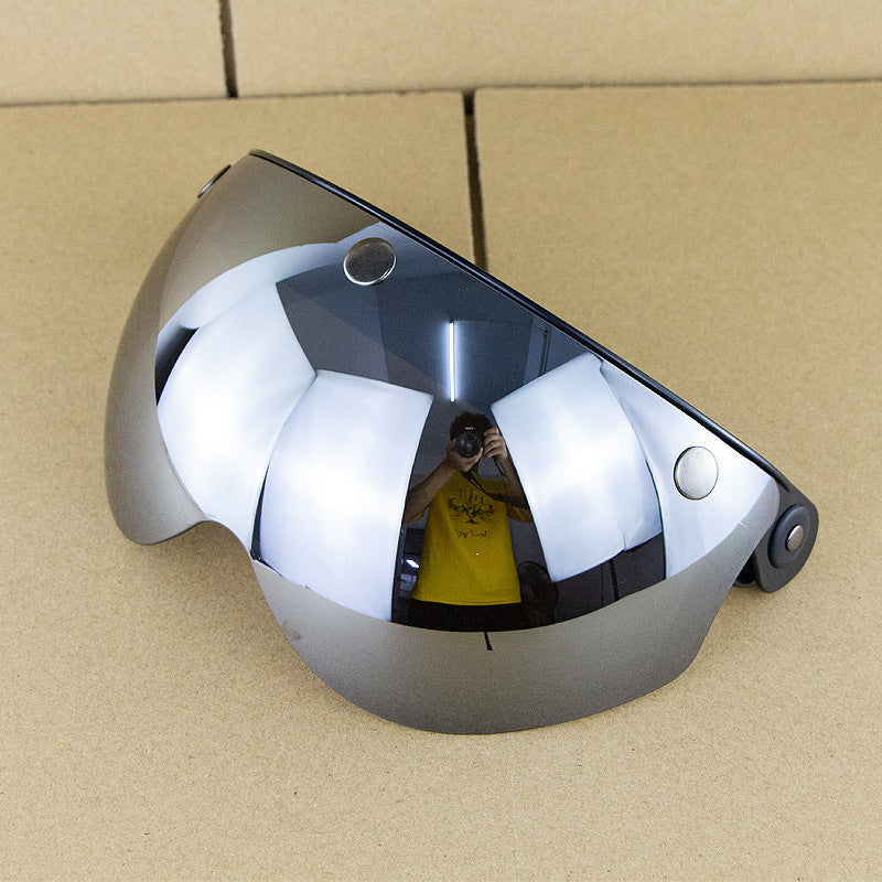 3-Snap Windshield Motorcycle Helmet Flip Up Visor Shield Lens Half Open Face ATV