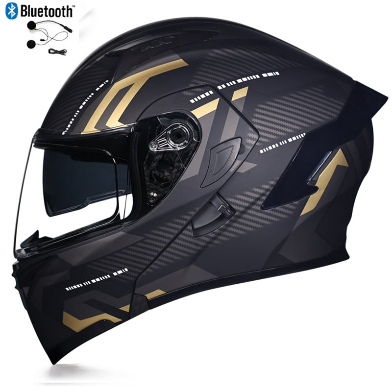Bluetooth Motorcycle Helmet Full Face Dual Visor Flip Up Modular Helmet DOT