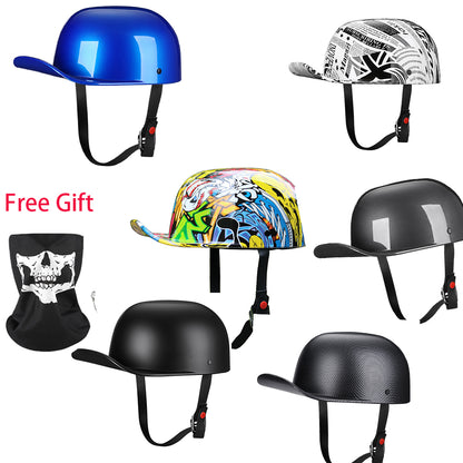 DOT Baseball Cap Vintage Motorcycle Half Helmet Chopper Cruiser Scooter Helmet