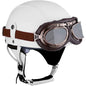Vintage Leather Motorcycle Retro Half Helmet Scooter Cruiser+Free Goggles mask