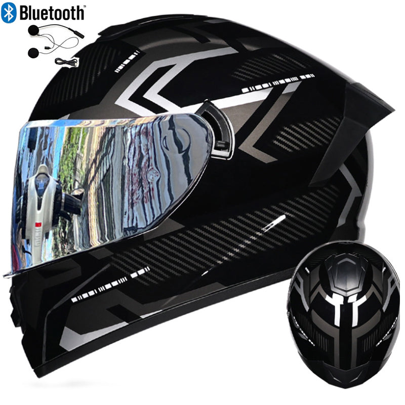 DOT LVS Bluetooth Motorcycle Helmet Dual Len Full Face Off Road Motocross Helmet