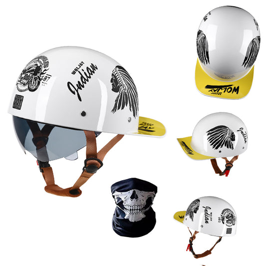 Retro Motorcycle Half Helmet Baseball Cap Scooter Bike Helmet with Sun Visor