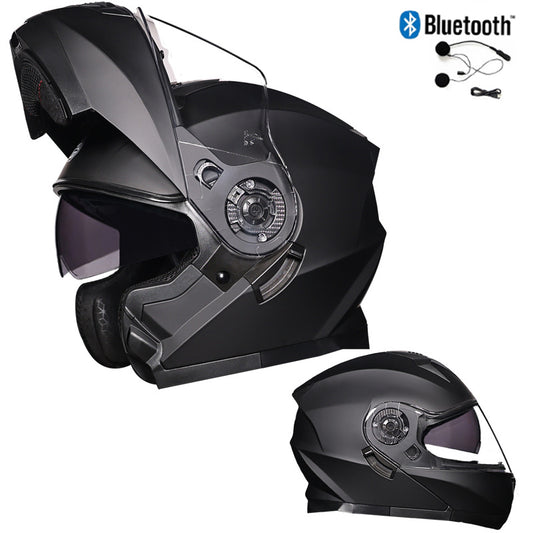 Bluetooth Motorcycle Helmet Modular Full Face Dual Visor Flip Up Helmet DOT