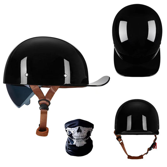 Retro Motorcycle Half Helmet Baseball Cap Scooter Bike Helmet with Sun Visor