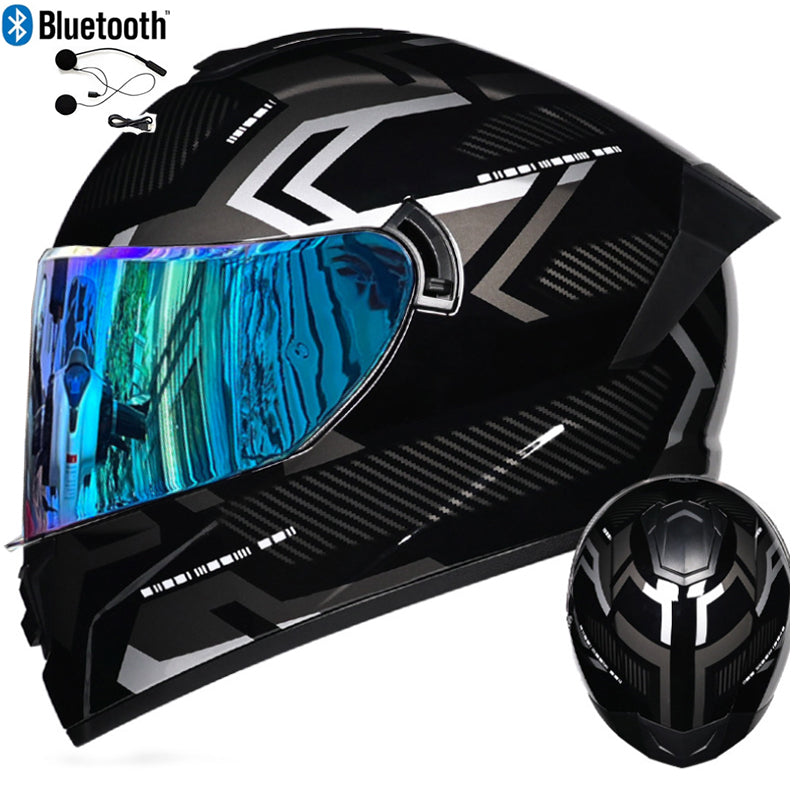 DOT LVS Bluetooth Motorcycle Helmet Dual Len Full Face Off Road Motocross Helmet