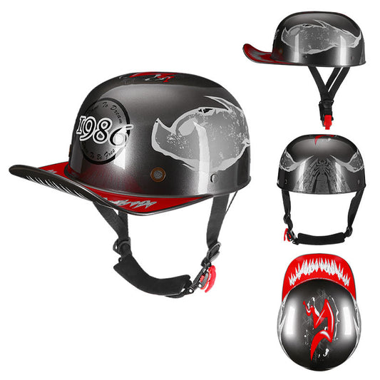DOT Baseball Cap Vintage Motorcycle Half Helmet Chopper Cruiser Scooter Helmet