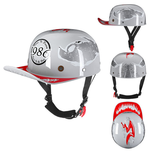 DOT Baseball Cap Vintage Motorcycle Half Helmet Chopper Cruiser Scooter Helmet
