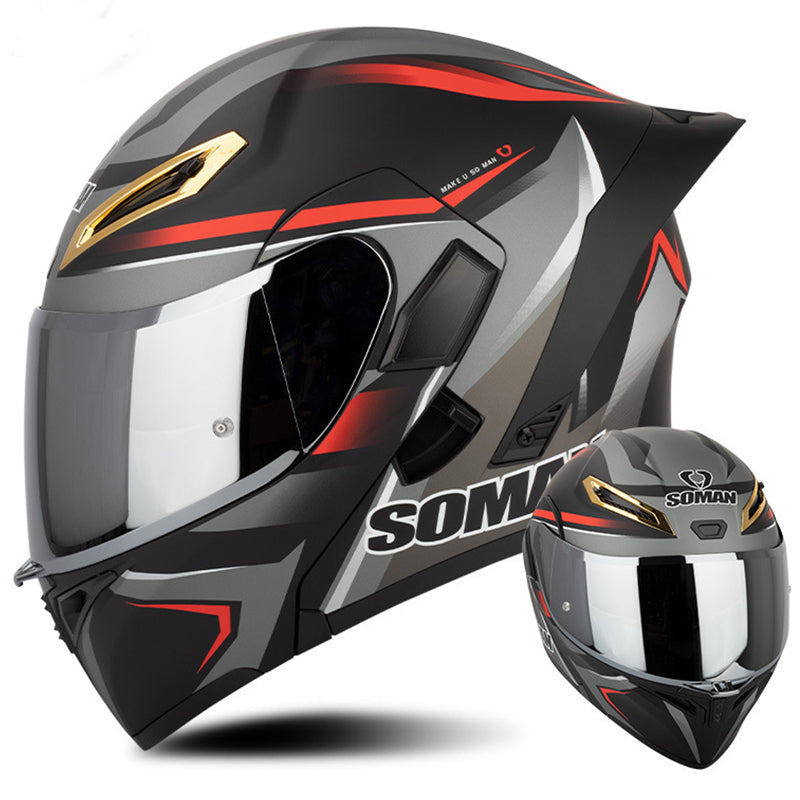 SOMAN DOT BLUETOOTH Flip Up Modular Motorcycle Helmet Dual Lens Full Face Helmet