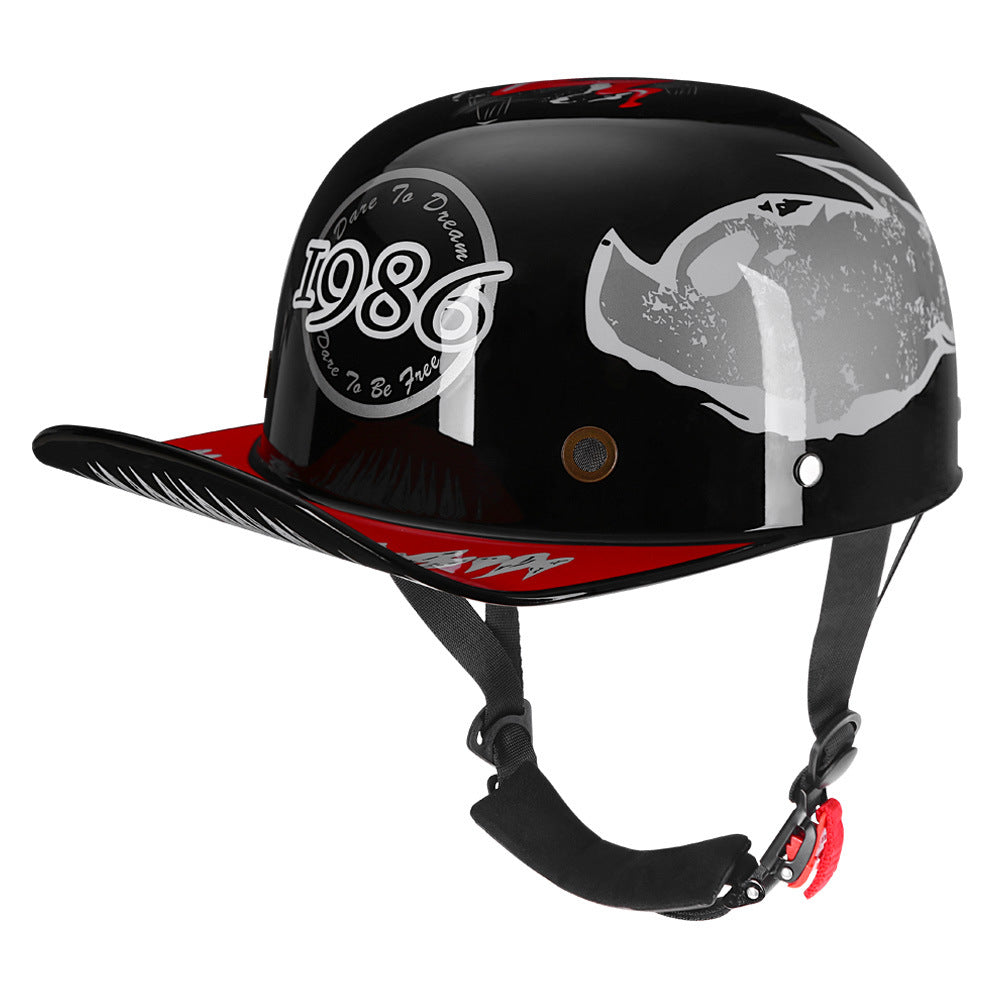 DOT Baseball Cap Vintage Motorcycle Half Helmet Chopper Cruiser Scooter Helmet
