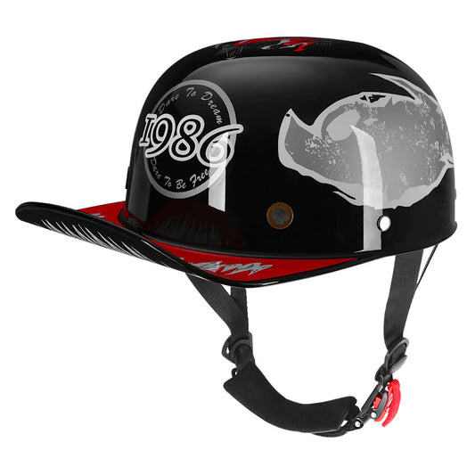 DOT Baseball Cap Vintage Motorcycle Half Helmet Chopper Cruiser Scooter Helmet