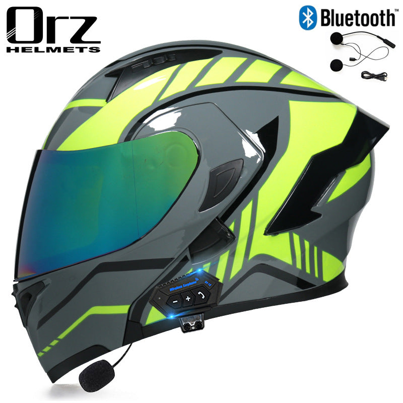 Bluetooth Headset Motorcycle Helmet Full Face Dual Visor Flip Up Helmet Dot