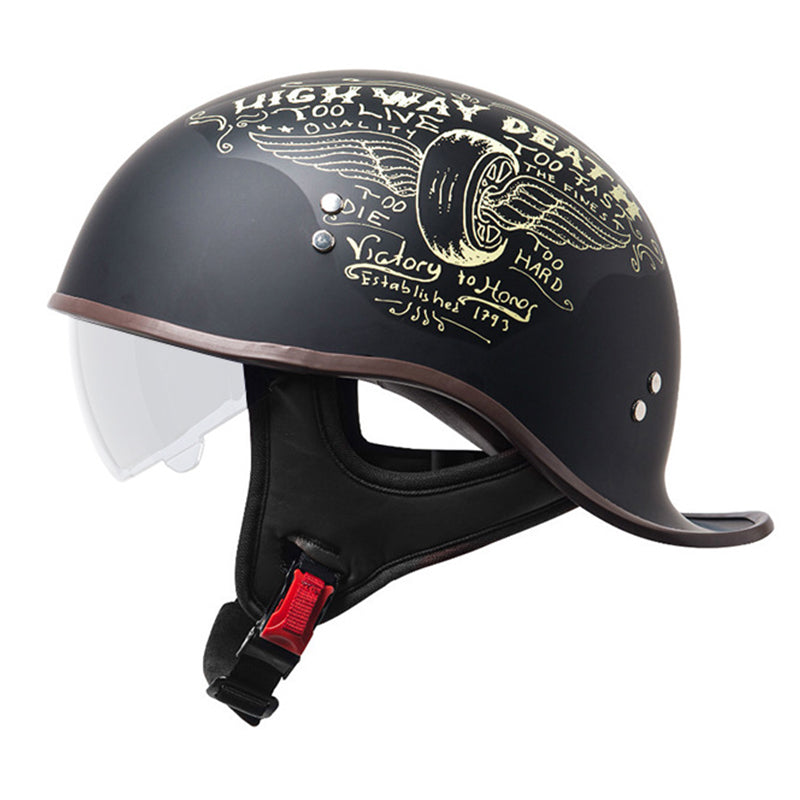 DOT Lightest Motorcycle Half Helmet W/Sun Visor Motorbike Bean Scooter Helmet