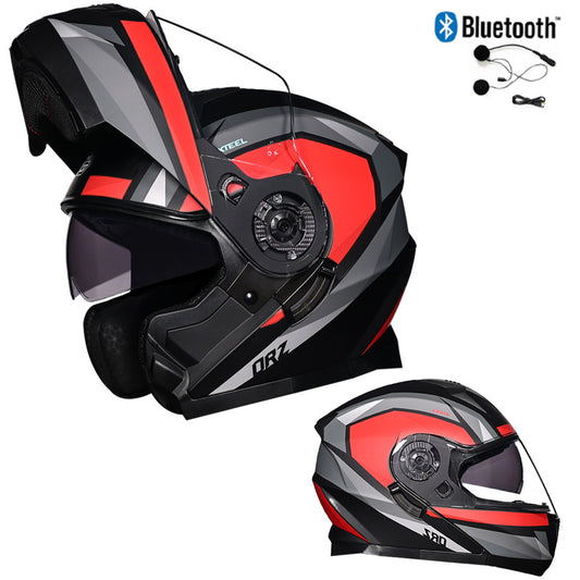 Bluetooth Motorcycle Helmet Modular Full Face Dual Visor Flip Up Helmet DOT