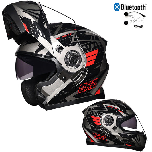 Bluetooth Motorcycle Helmet Modular Full Face Dual Visor Flip Up Helmet DOT