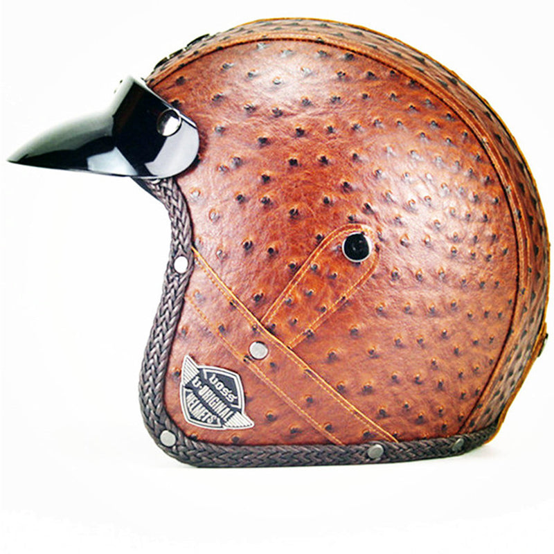 DOT PU leather Motorcycle Helmet Half Face Scooter Motorbike Helmets+Free Gloves