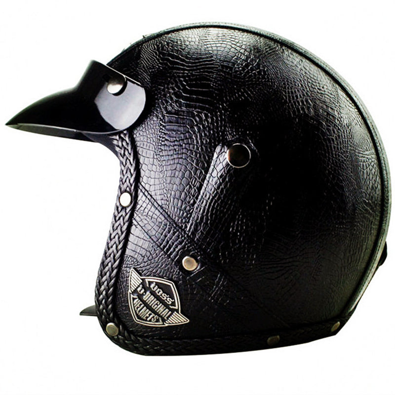 DOT PU leather Motorcycle Helmet Half Face Scooter Motorbike Helmets+Free Gloves