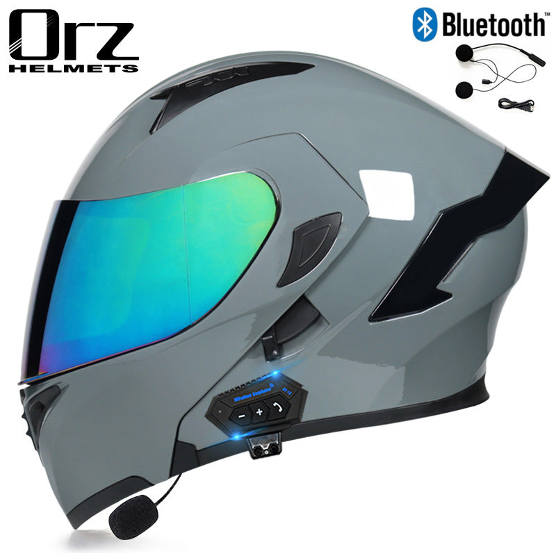 Bluetooth Motorcycle Helmet Full Face Dual Visor Flip Up Modular Helmet DOT