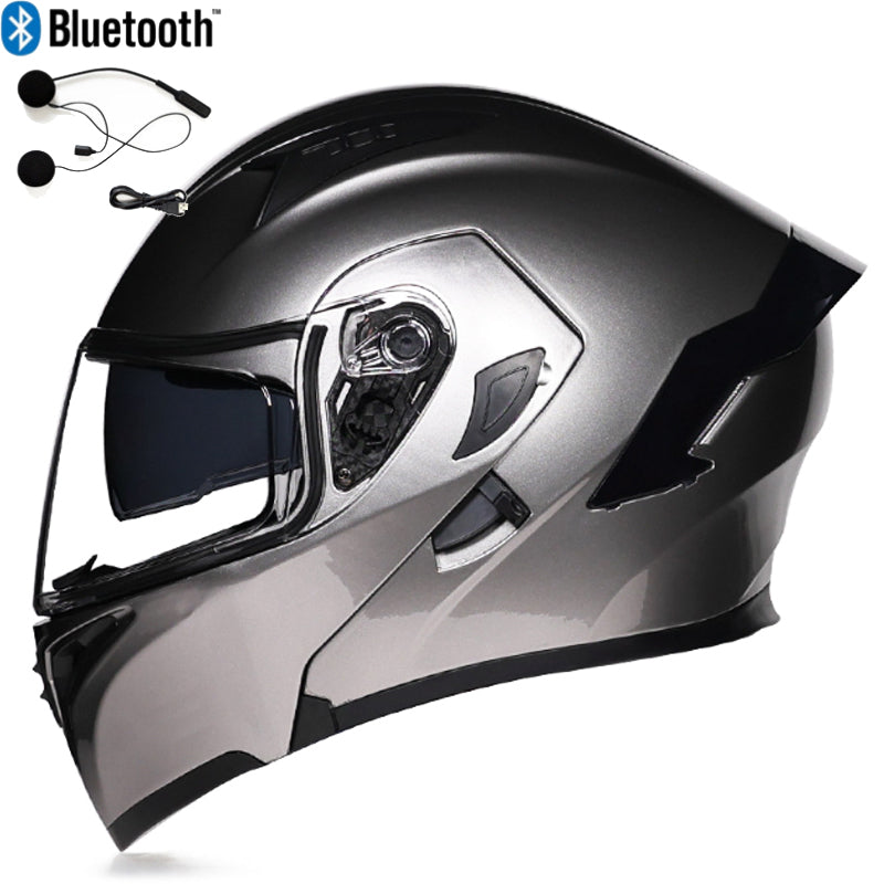 DOC Bluetooth Modular Flip Up Motorcycle Helmet Dual Lens Motorbike Helmet