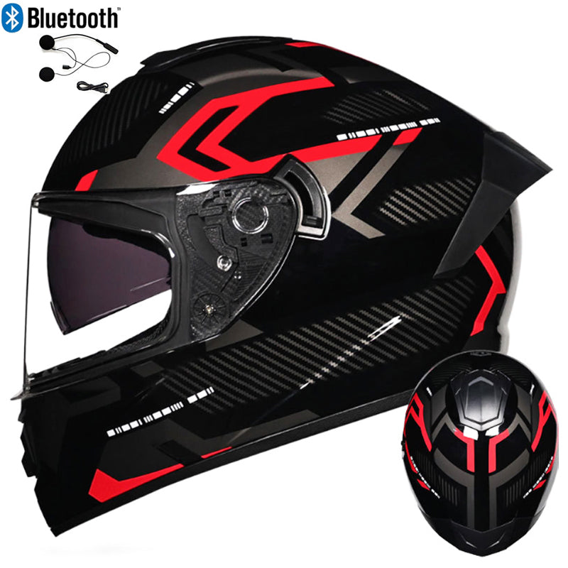 DOT LVS Bluetooth Motorcycle Helmet Dual Len Full Face Off Road Motocross Helmet