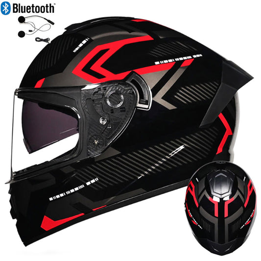 DOT LVS Bluetooth Motorcycle Helmet Dual Len Full Face Off Road Motocross Helmet